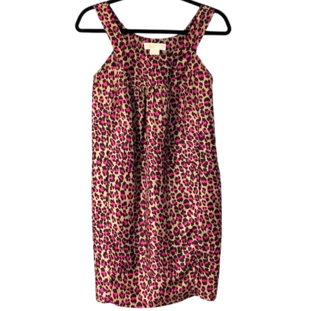 NWOT Michael Kors 100%‎  Silk Leopard Print Sleeveless Dress Size 2